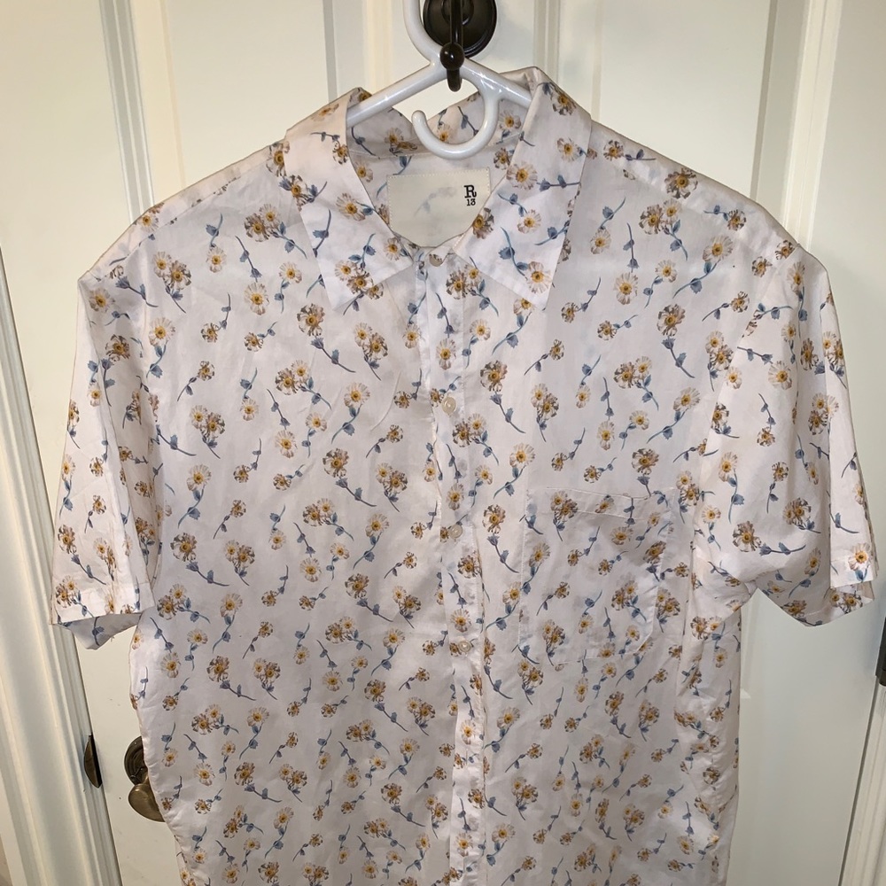 R13 short sleeve floral button up